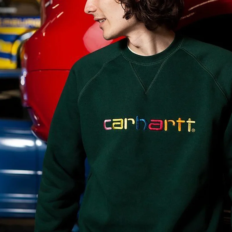 

Round Neck Sweatshirt Men Women Casual Alphabet Color Embroidery Streetwear Hoodie Pullover Hip Hop Ins Hoodies Sportwear Purple