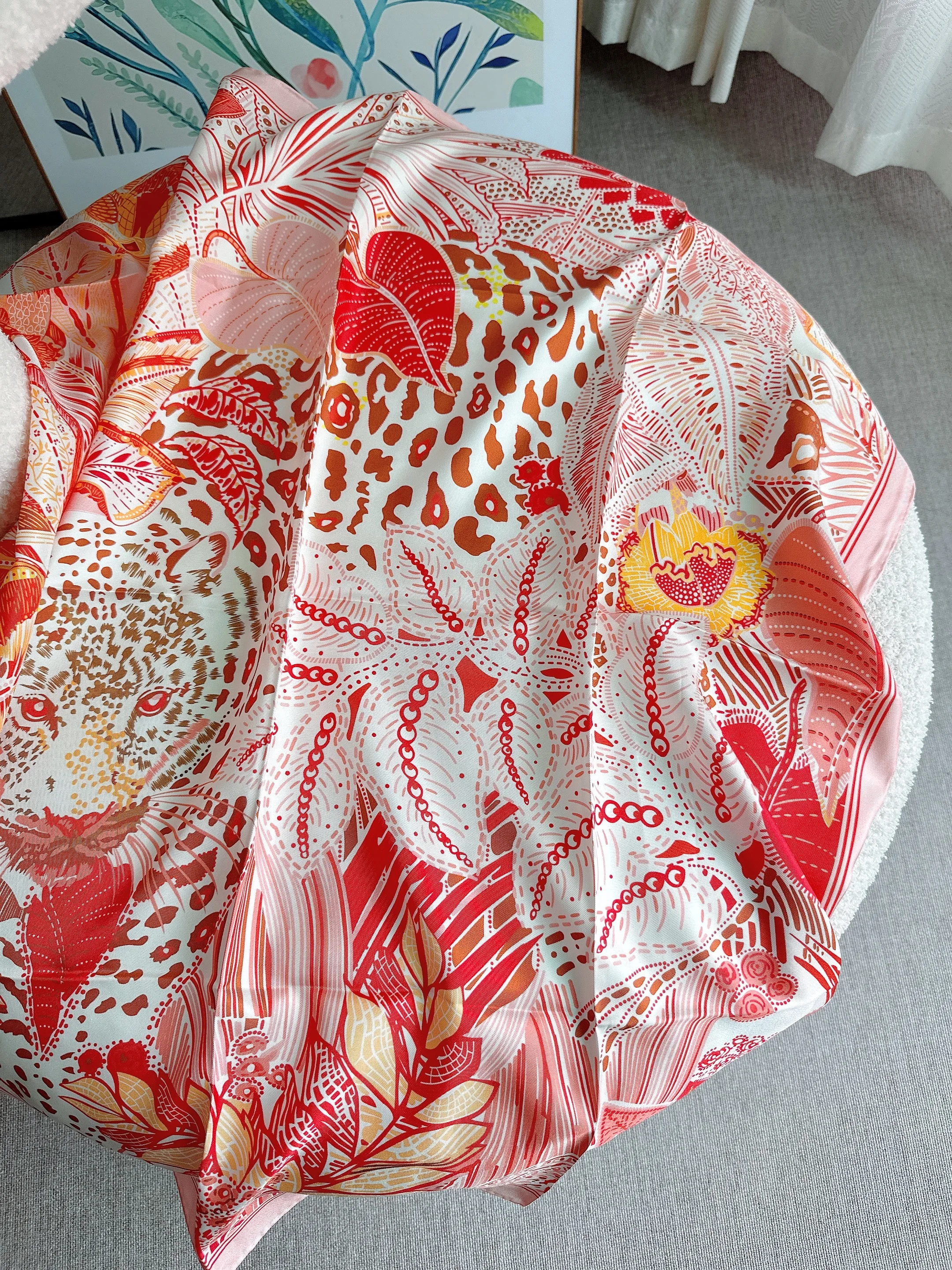 Шарф женский шелковый роскошный шарф 90x90 платок лента для волос элегантная