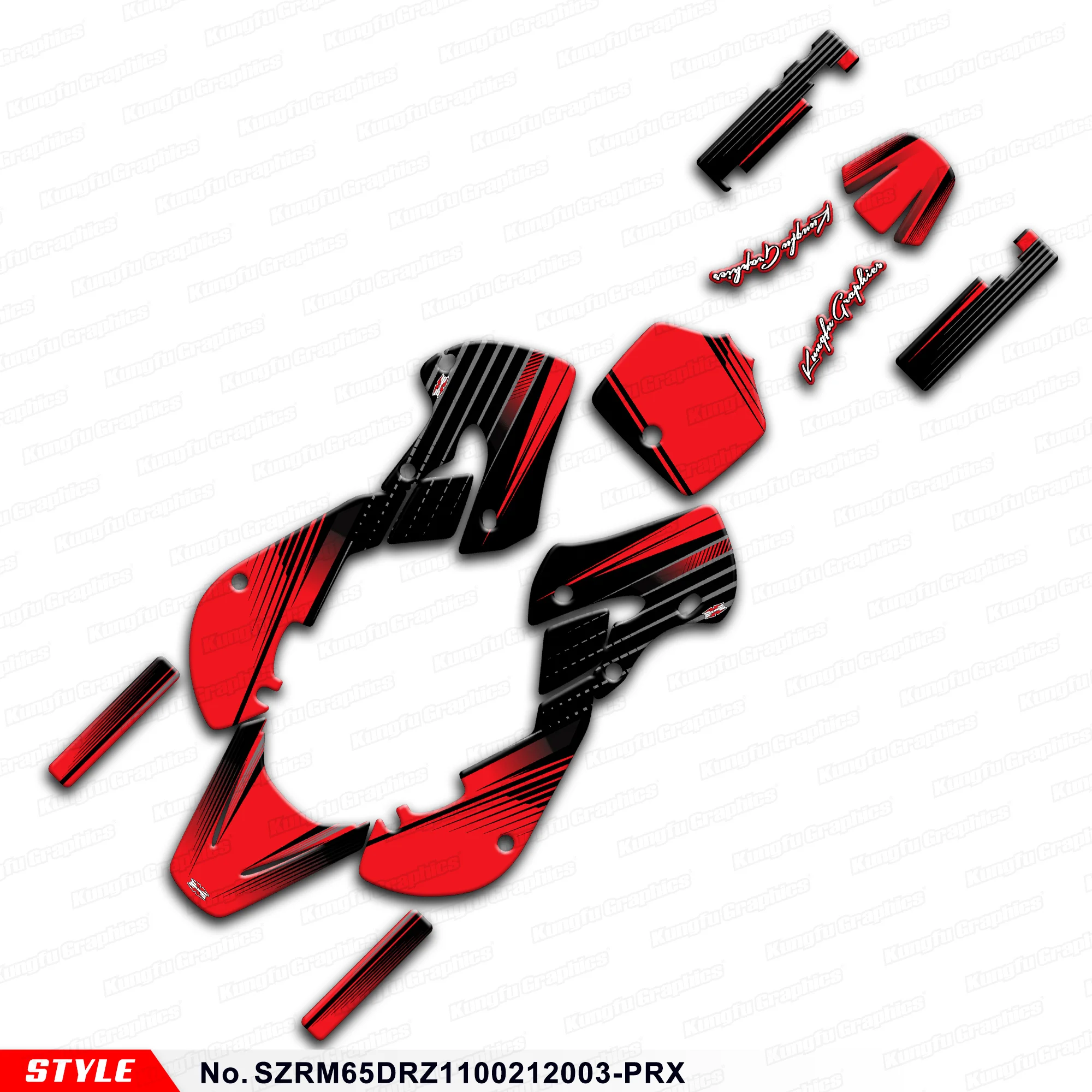 Наклейки JY RACING Racing Graphics для Suzuki RM65 и DRZ110 02 03 04 05 06 07 08 09 10 11 12 черный красный SZRM65DRZ