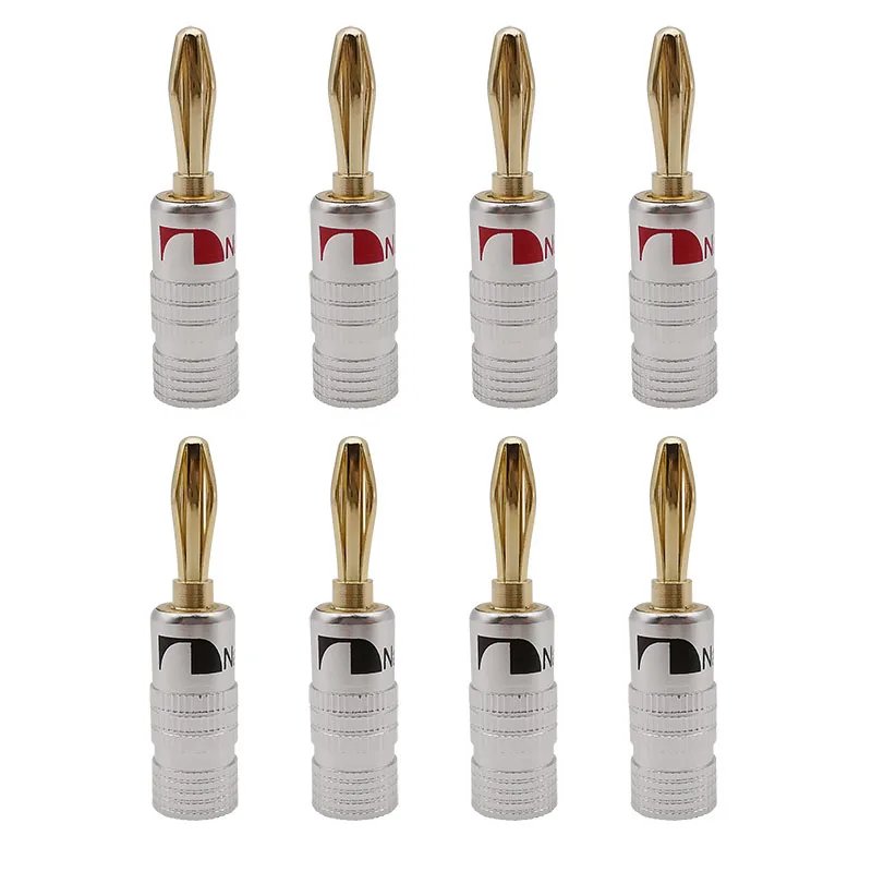 

8Pcs Gold-Plated 4mm Speaker Banana Plug Male Connectors With Screw Lock For Audio Jack Speaker Plugs 4MM Binding Post Adapter