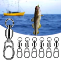 10pcs bearing swivel oval split rings stainless steel hooked snap rolling swivel lure connector fishing accessories