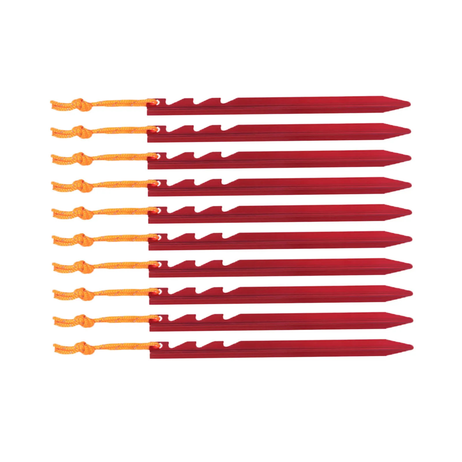 

10pcs Tent Stakes Aluminum Alloy Camping Tent Ground Pegs With Reflective Pull Rope Tri-beam Floor Nails For Backpacking Tent