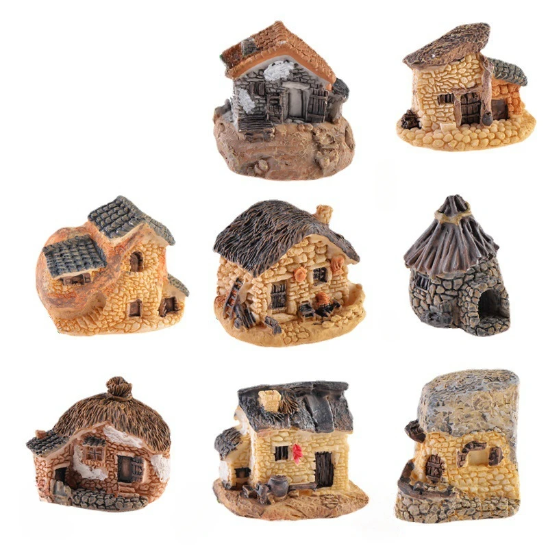 

Resin Small House Villa 8 Kinds of Small House Gray Yellow Two-color Micro Landscape Decoration Accessories Shooting Props Gifts