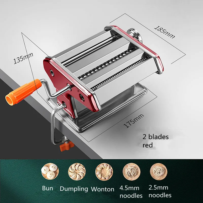 Enlarge Stainless Steel Manual Cutting Adjustable Thickness Dough Fresh Noodle Pasta Maker Machine Kitchen Tools
