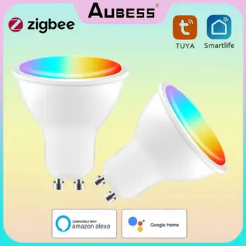 Aubess Tuya GU10 Zigbee Led Lights Bulb 5W RGB+CCT Smart Home Smartlife APP Remote Control For Alexa Google Home Yandex Alice 1