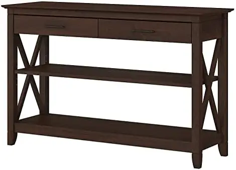 

West Console Table with Drawers and Shelves in Bing Cherry
