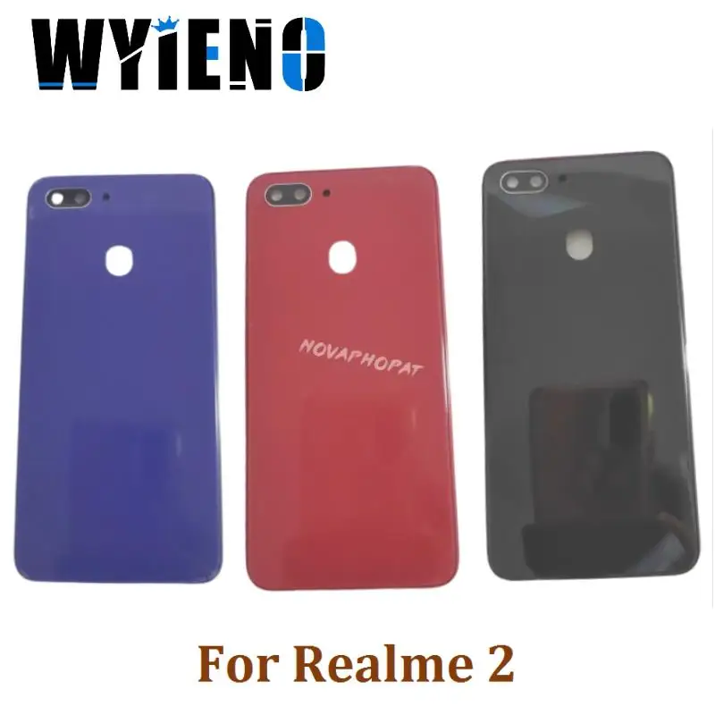 

Крышка батарейного отсека Wyieno для Realme 2, задняя крышка корпуса, задняя крышка с объективом камеры и боковой кнопкой