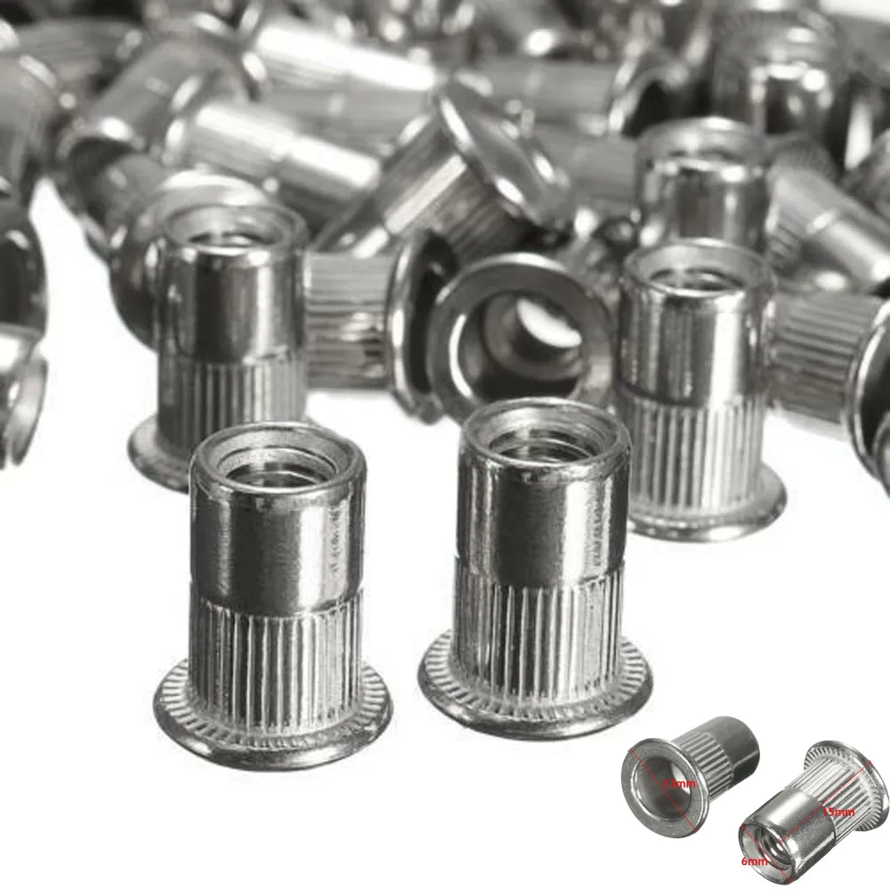 

Threaded Rivet nut Flat head M6 Auto Cap Fastener Insert Nutsert Screw