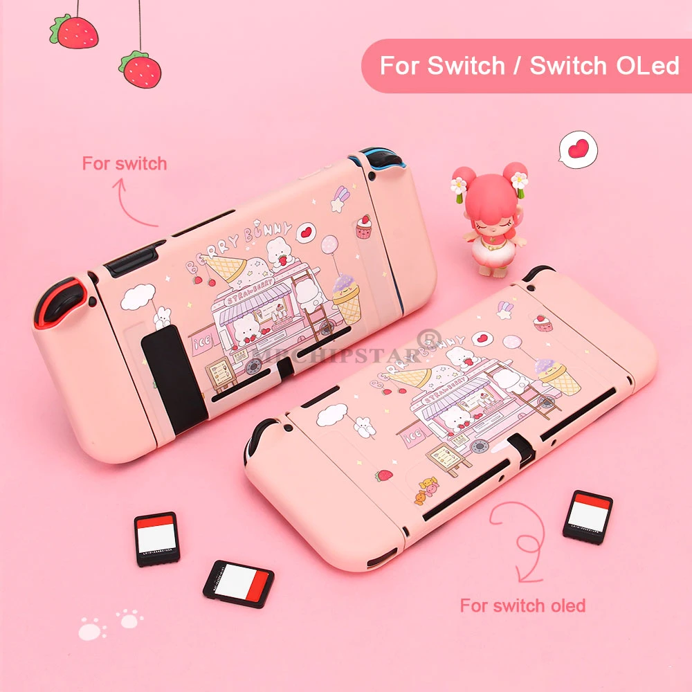 

New For Nintend Switch / OLED Case Cute Cartoon Full Cover Split Shell Joy-Con Controller Soft TPU Protector NS Accessories Case