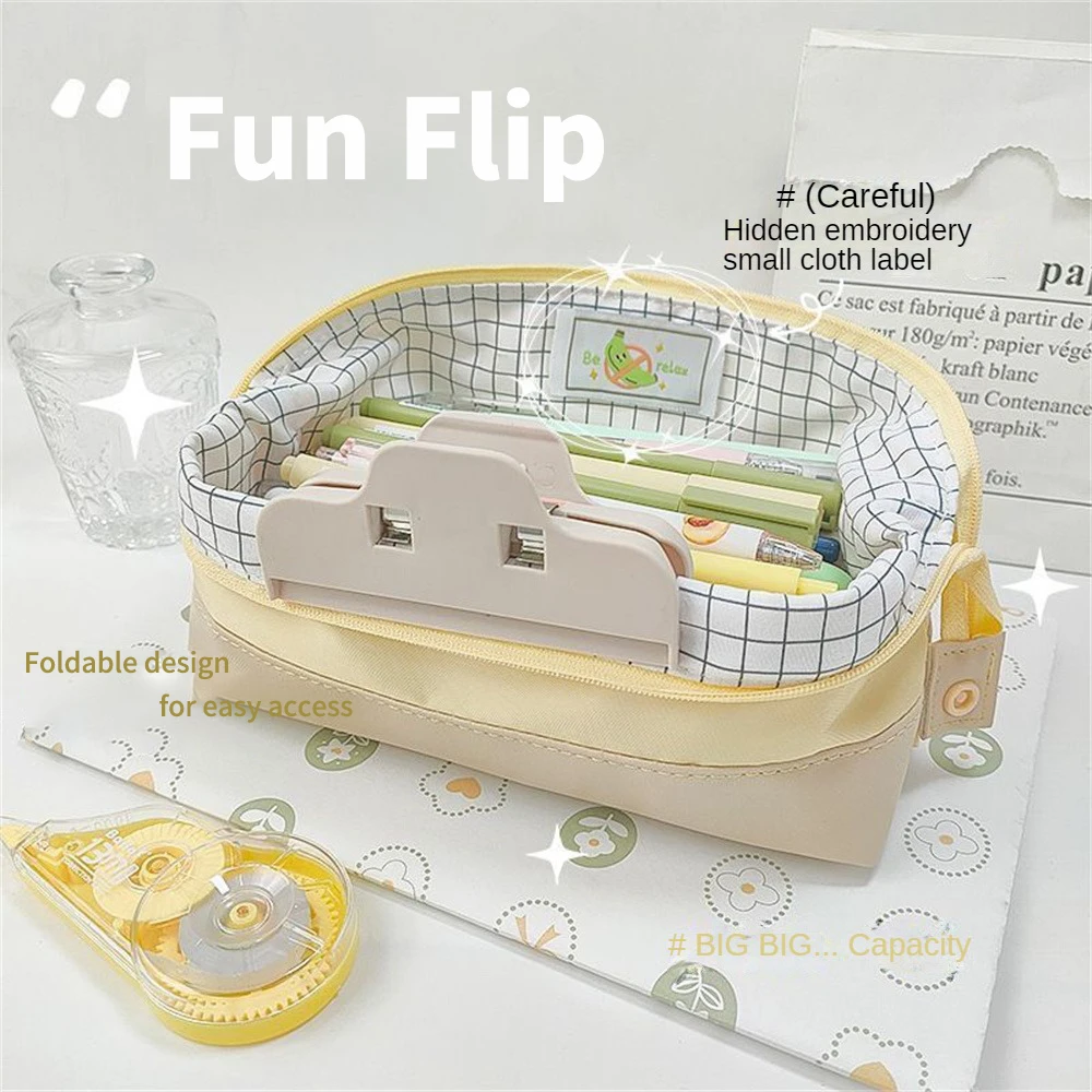 

Супервместительные канцелярские принадлежности, мягкая Высококачественная Простая Сумка для ручек в японском стиле, 209 дюйма, 10,5 см, сумка для ручек, канцелярские принадлежности, изысканный дизайн