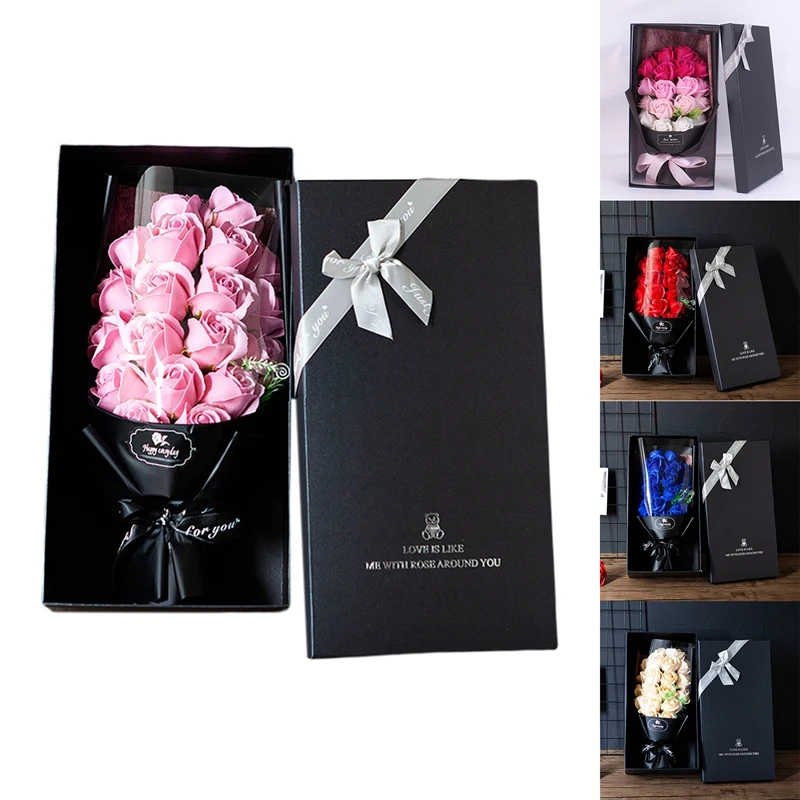 

Valentine's Day Gift Roses Flowers Artificial Flowers Flowers Forget-Me-Not Roses Soap Bouquet Gift Box
