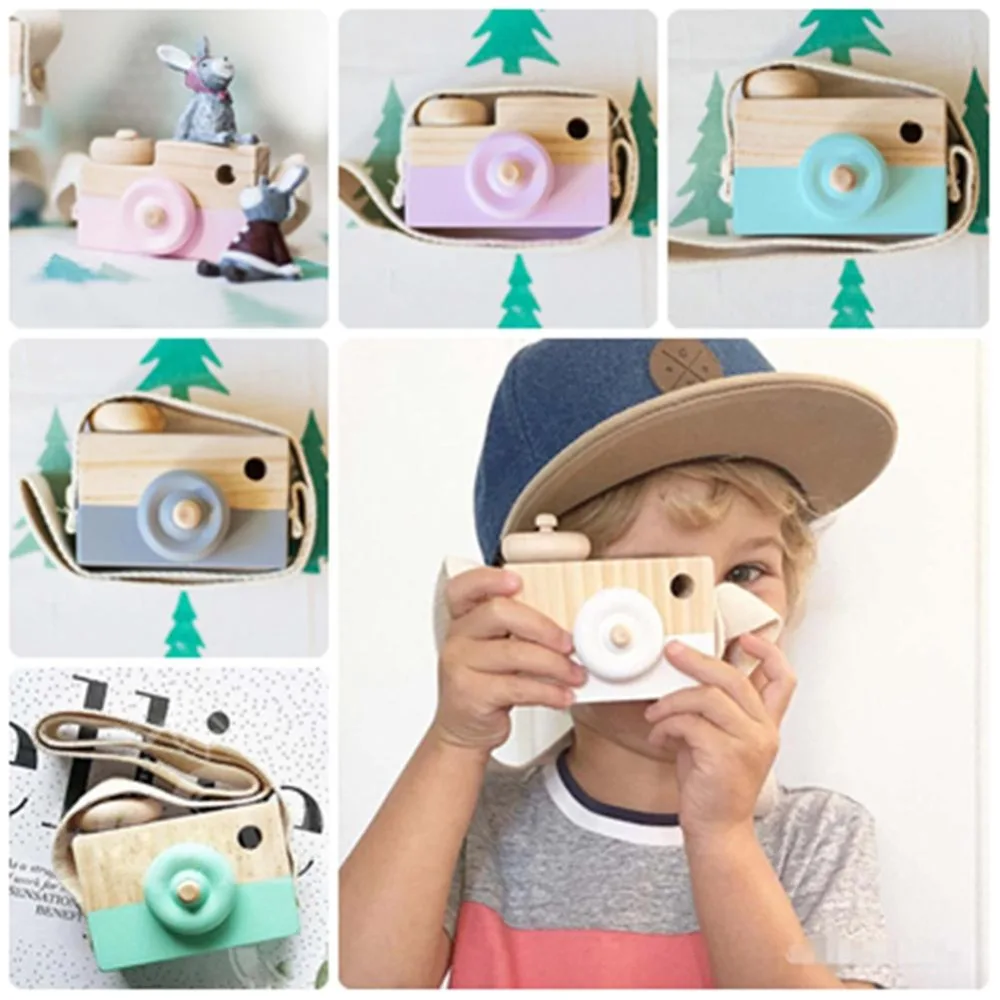 

Cute Mini Wood Camera Toys Safe Natural Toy For Baby Children Fashion Clothing Accessory Toys Birthday Christmas Holiday Gifts