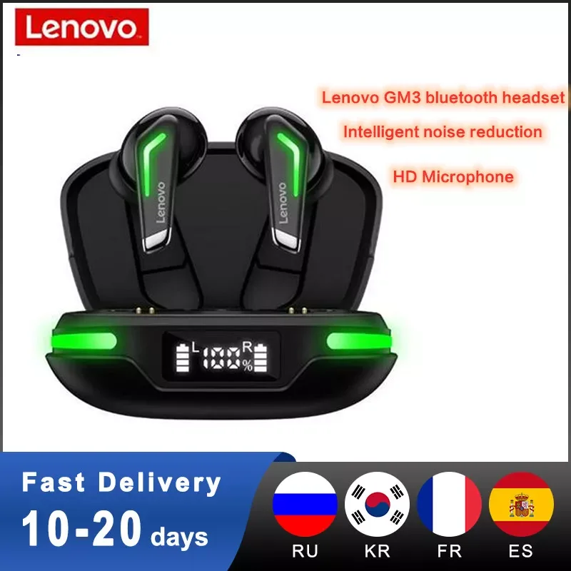 

Original Lenovo GM3 Gaming Headset Smart Noise-cancelling Wireless Bluetooth Headset With Digital Display Low-latency Earphones