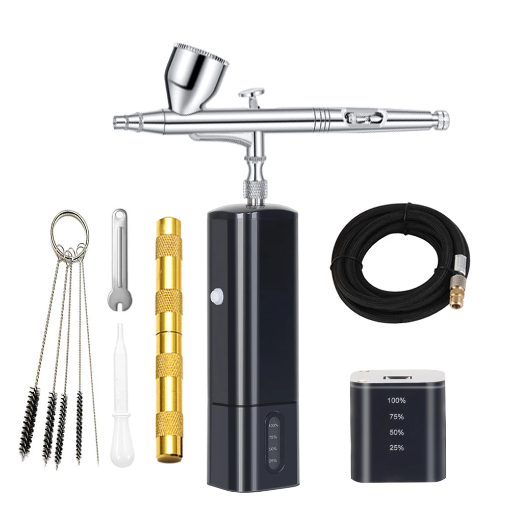 Cordless Airbrush Kit With Replaceable Battery Spray Air Brush Gun For Art Model Body Paint Artist Makeup Nail Tattoos Cake Tool