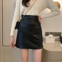 women sexy slim formal solid pencil skirts pu leather new summer wrap high waist elegant office lady fit casual mini skirts chic