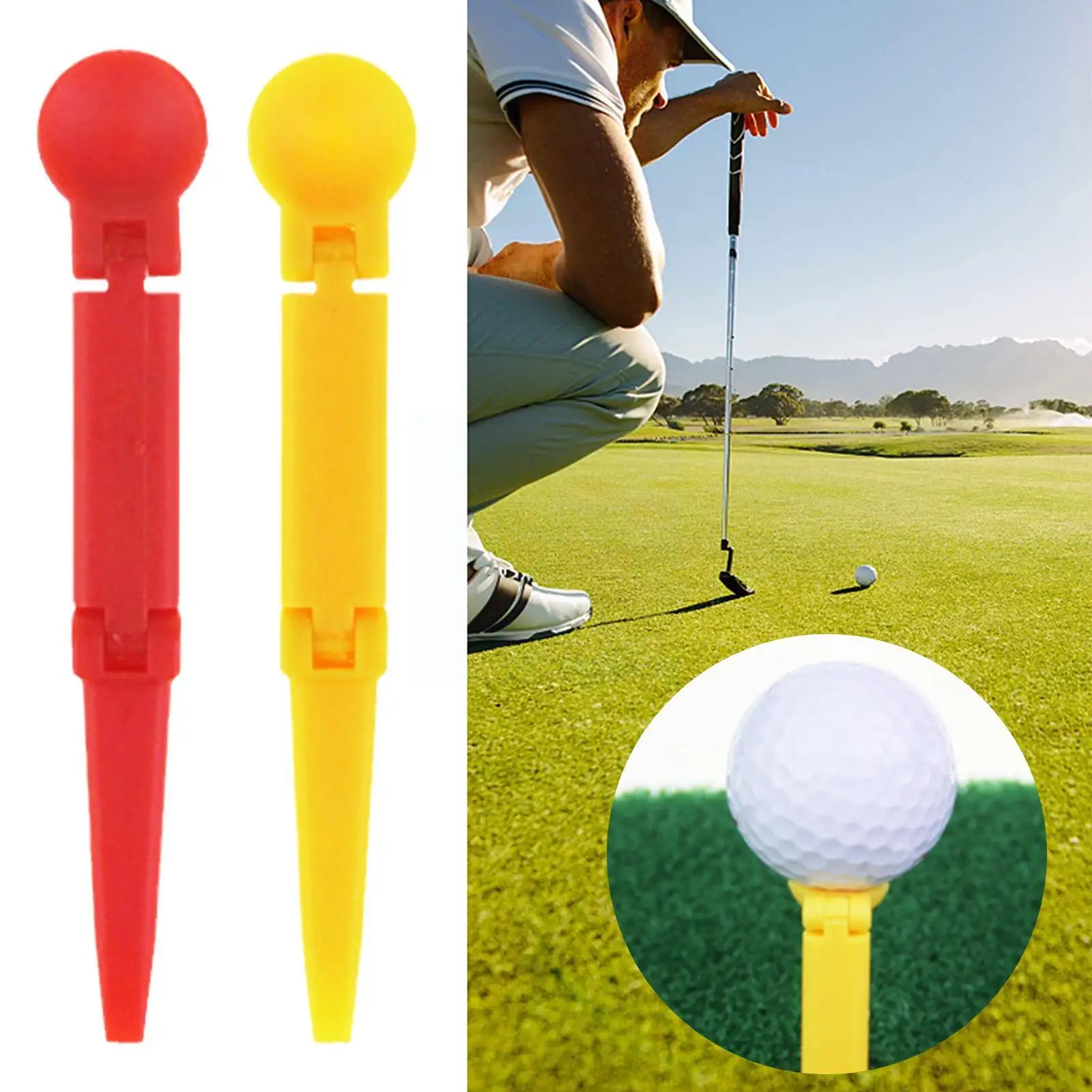 

3pcs 180° Rotatable Foldable Golf Tees Excellent Durability Reduced Spin Red/yellow Tees Tees Side Golf Stability Friction F6n0