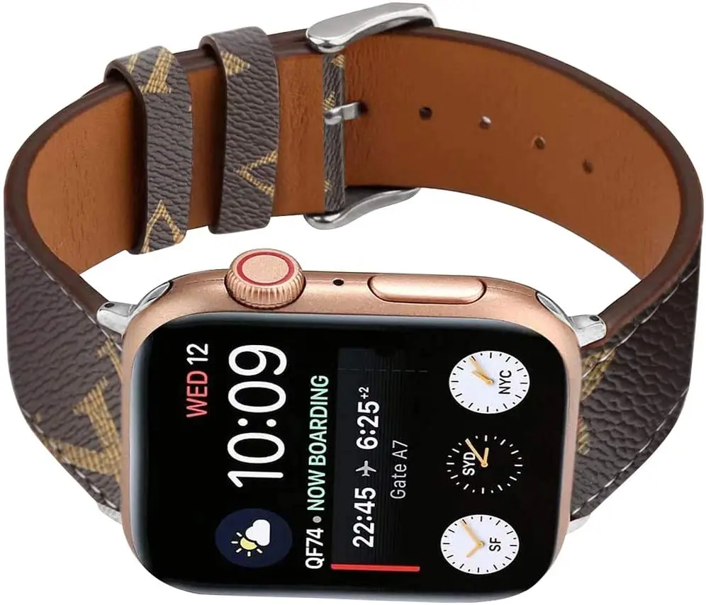 Apple Watch Band 38/40/41/42/44/45/49mm,Luxury Leather Apple Watch Replacement Strap for iWatch Series 8 7 6 5 4 3 2 1 SE Ultra