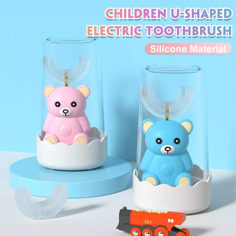 

Bear Children Electric Toothbrush 360 Degree U Sonic Electric Toothbrush Kids Silicone Automatic Ultrasonic Tooth Brush