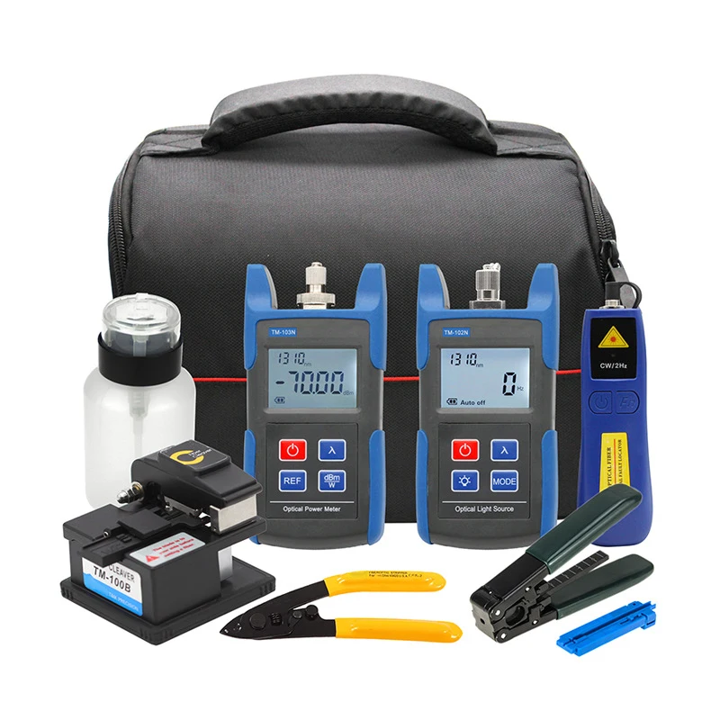 

MT-8416 FTTH fiber optic cleaver 10mv visual fault locator cable stripper alcohol bottle fiber optic splicing tool kit