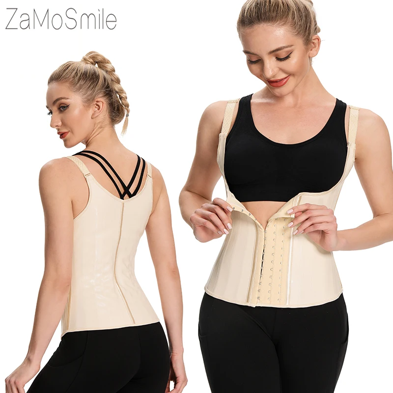 

Регулируемый корсет для талии 25 стальных косточек, корсет для похудения, тренировочный пояс, жилет, латексный женский корректор фигуры, приблизительно XS -6XL