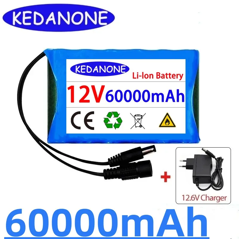 

Batterie Ion Rechargeable pour Lampe LED, Batterie de Secours, Chargeur, 3S2P, 12V, 60000mAh
