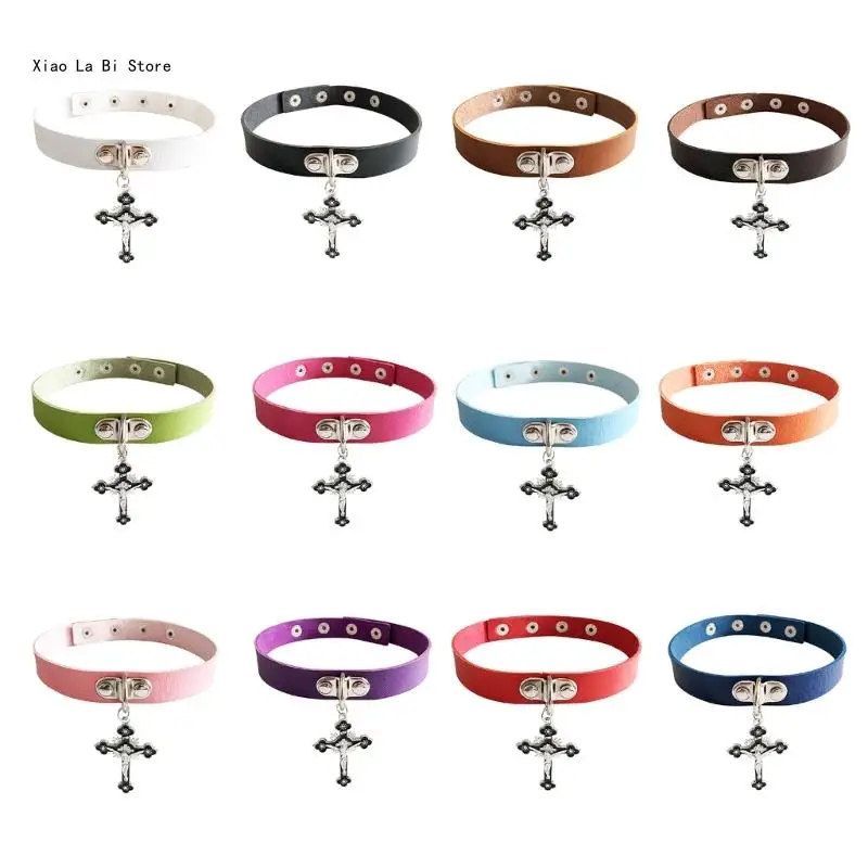 

XXFD Sexy Punk Rock Gothic Chokers Necklace PU Bondage Collar Gift For Womens