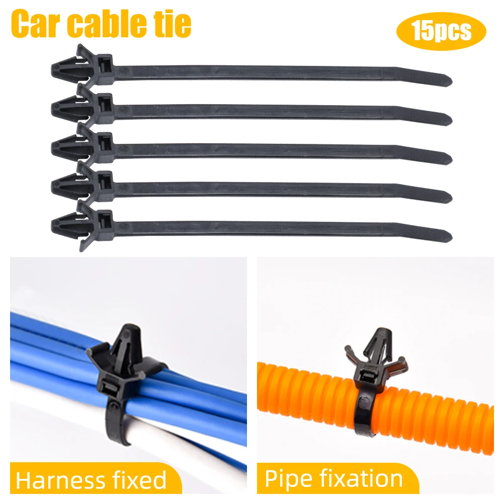 Auto Cable Tie Self-locking Plastic Nylon Tie 15 Pieces Black 135*15mm Industrial Tie Tie Set