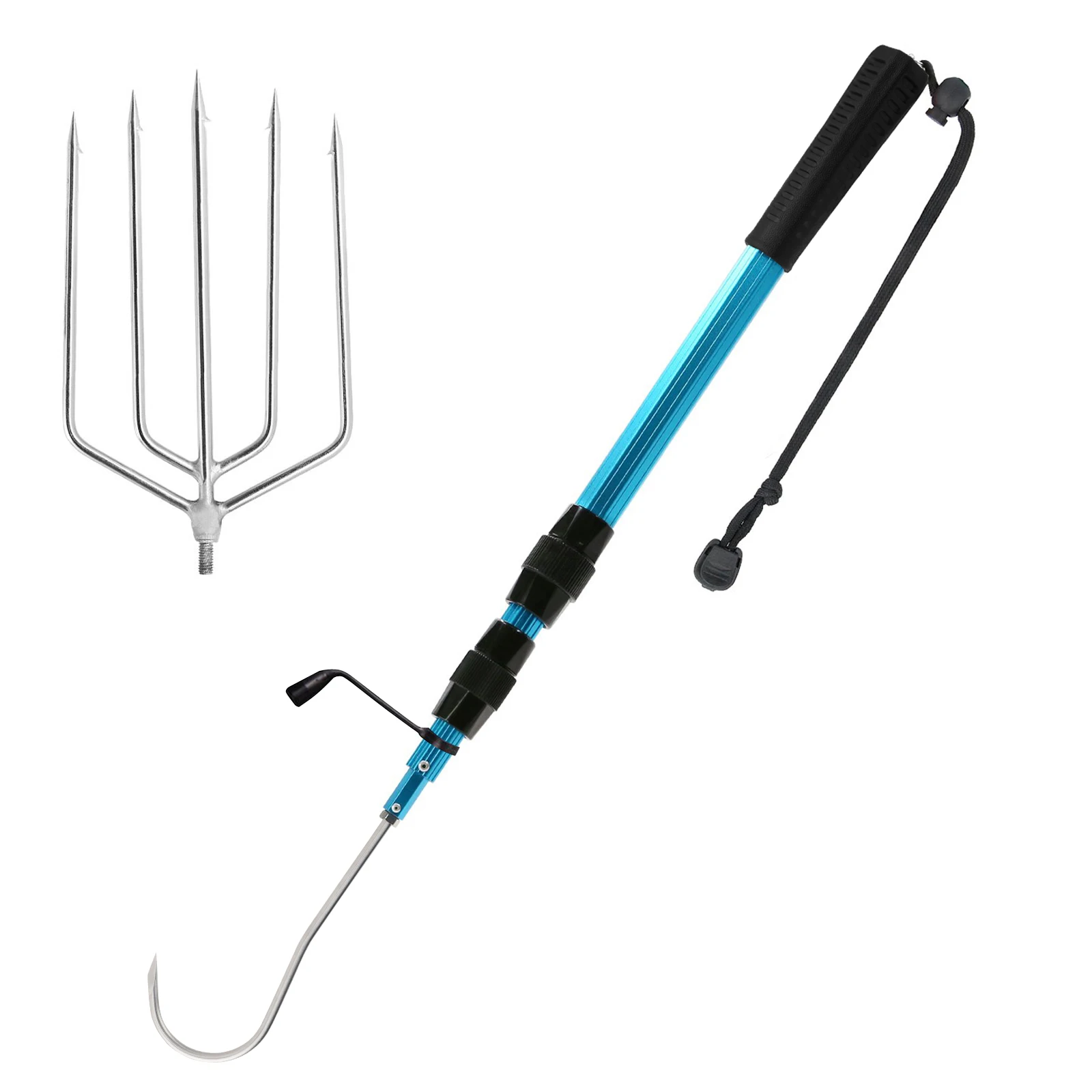 

SANLIKE Telescopic Fish Gaff with Stainless Sea Fishing Spear Hook Tackle Soft Handle Aluminium Alloy Pole for Saltwater Tool