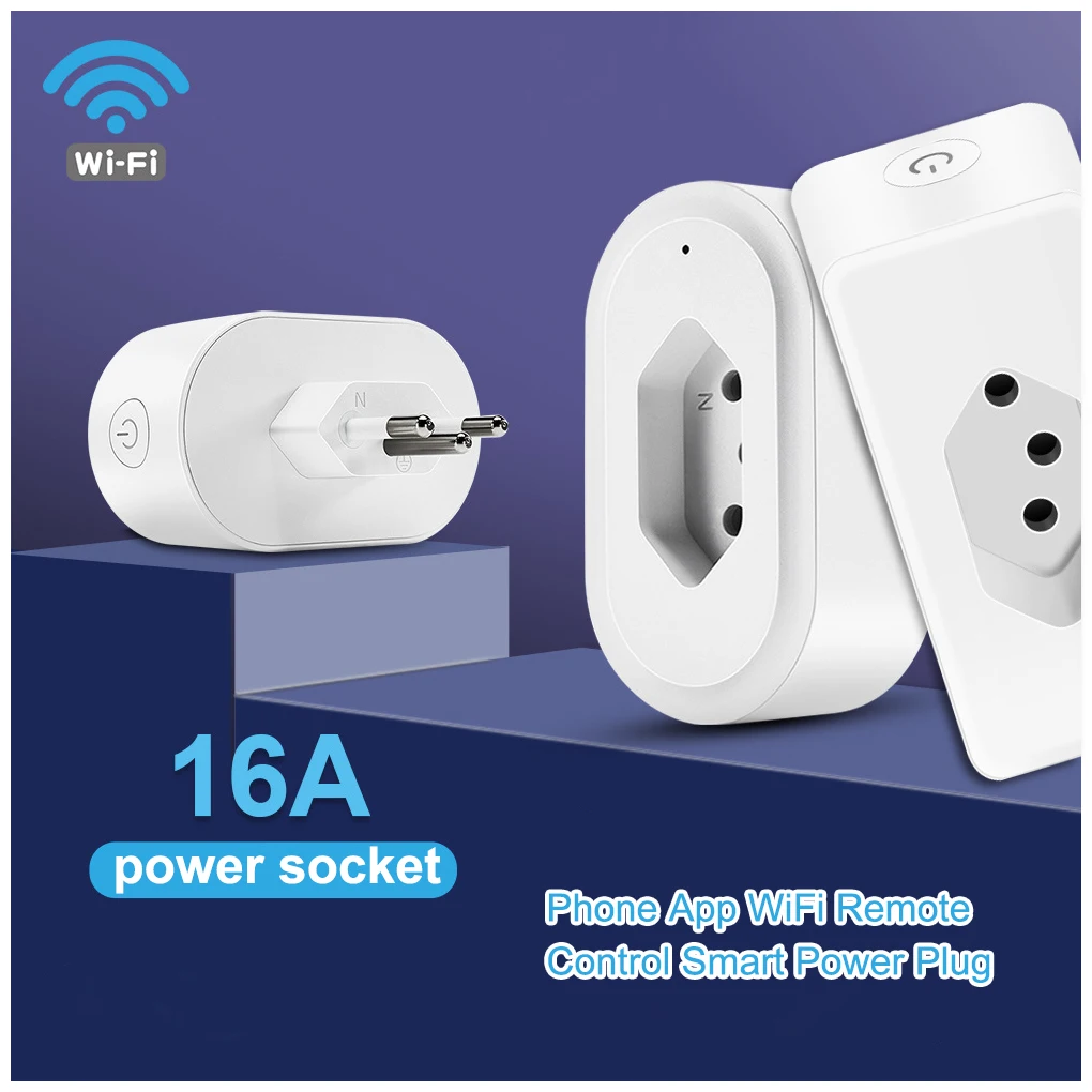 

Tuya Wifi Socket Adaptador De Soquete Inteligente 16A Suporte Smart Life App control Alexa Google Home Controle vioce