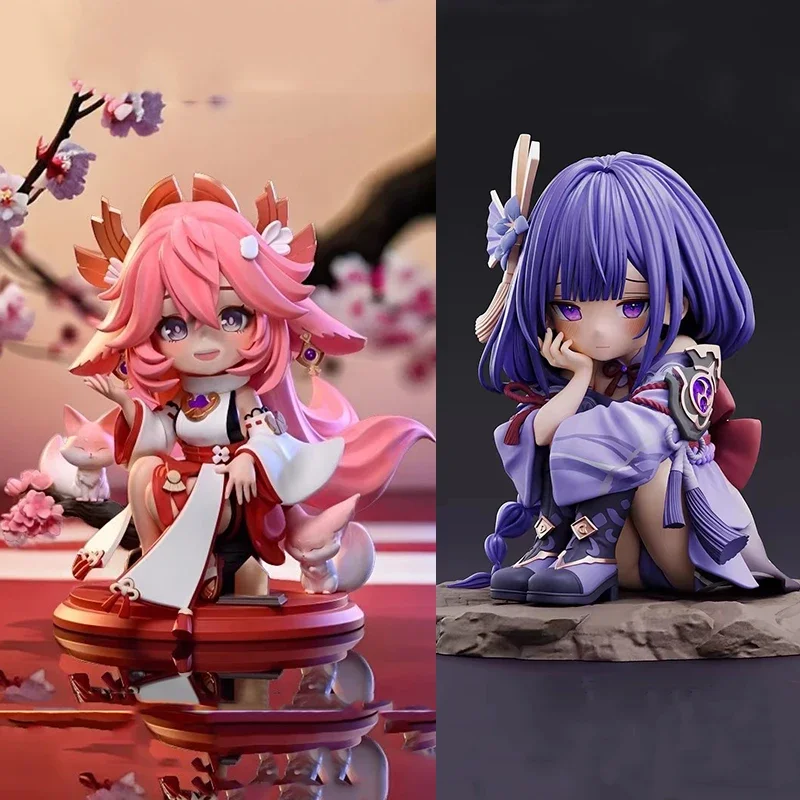 Аниме Yae Miko Рисунок Genshin Impact Фигурка Raiden Shogun Фигурки Q Версия Коллекция из ПВХ