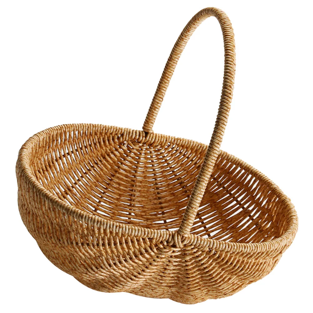

Bread Serving Basket Fruit Picker Basket Woven Hand-made Basket Snack Storage Bins Decorative Storage Basket Outdoor Basket