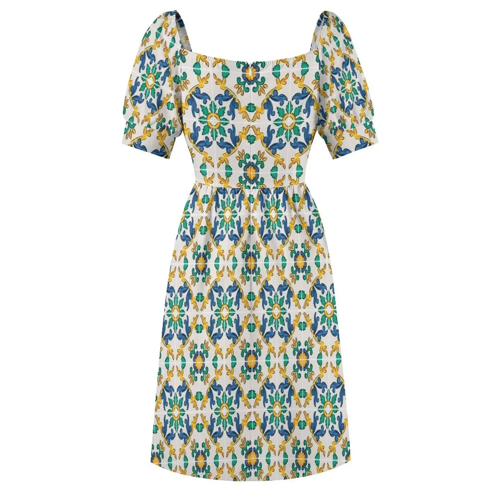 Сицилийское платье с короткими рукавами керамикой женская одежда