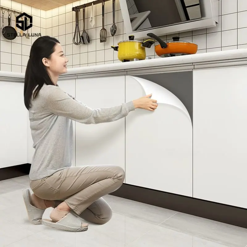 

Oil-proof Cabinet Stickers Self Adhesive Wallpaper Kitchen Waterproof Wardrobe Furniture Home Vinyl Wall Stickers Contact Paper