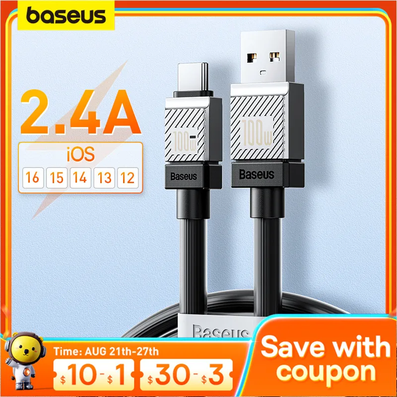 

Baseus 2.4A USB Cable For iPhone 14 13 12 11 Pro Max Mini Fast Charging Cord For iPad iPhone 8 7 Data Charger Wire