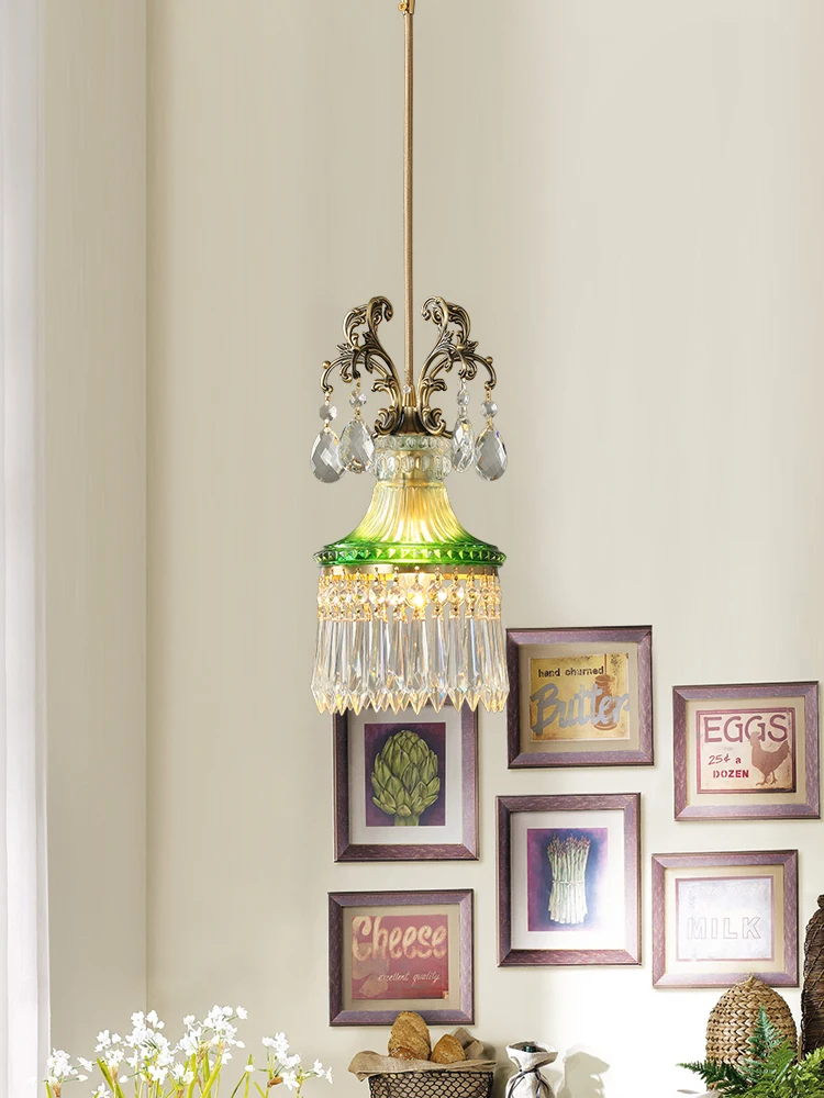 Медный подвесной светильник винтажный хрустальный потолочный для домашнего