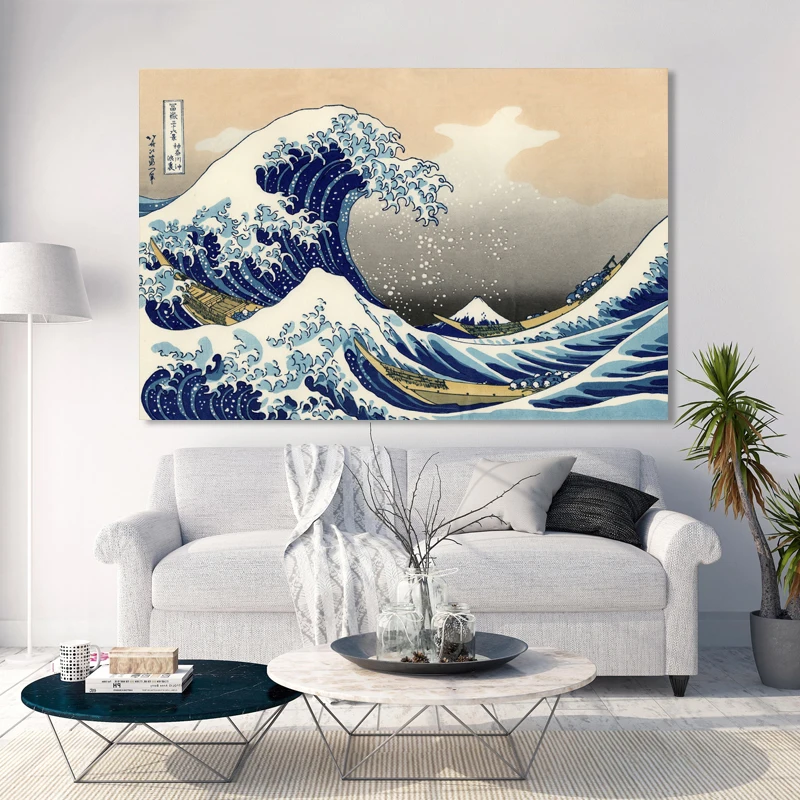 Японская картина на холсте The Great Wave Off Kanagawa Ukiyo-e настенные художественные постеры