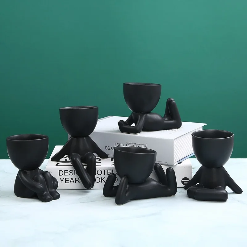 

Modern Nordic Home Ceramic Small Figure Flower Pots, Creative and Simple Desktop Window Art Crafts Ornaments Home Vase