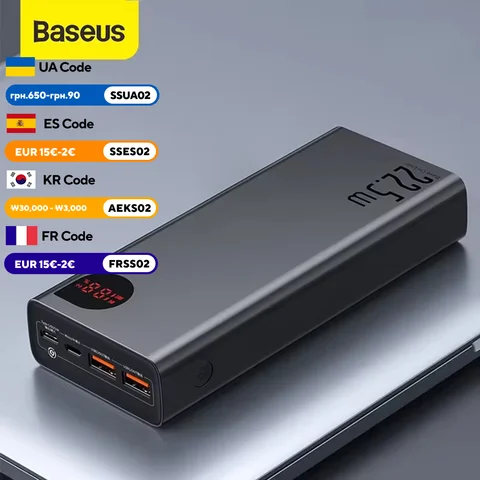 Baseus Power Bank 10000 мАч 22,5 Вт PD Powerbank с быстрой зарядкой Портативный внешний аккумулятор для iPhone 15 14 12 13 Pro Samsung Huawei