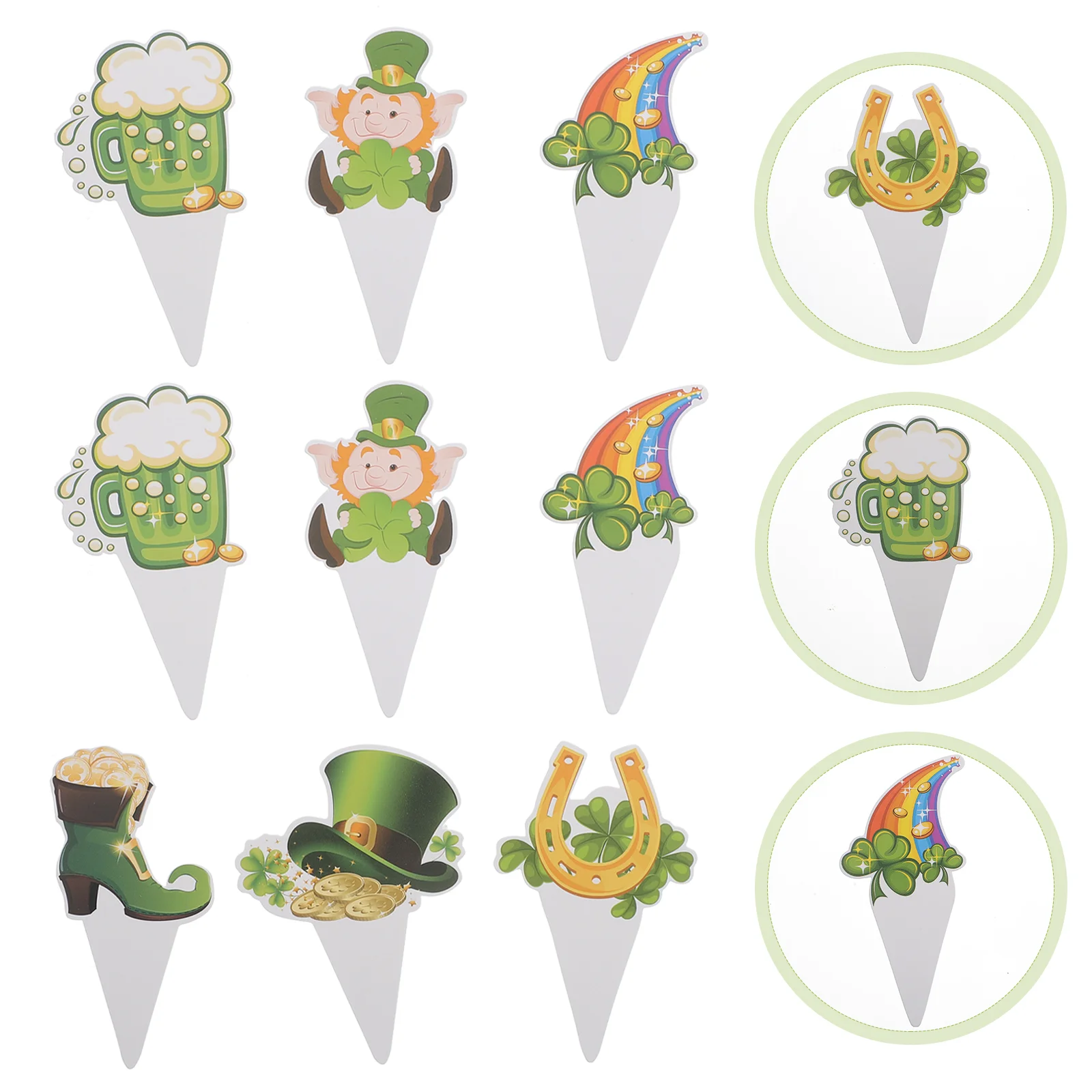 

60Pcs St. Patrick's Day Dessert Insert Cards Delicate Cake Decors Mixed Style