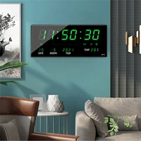 large electronic wall digital clock sensing temp date power off memory table clock perpetual calendar alarm clock eu plug