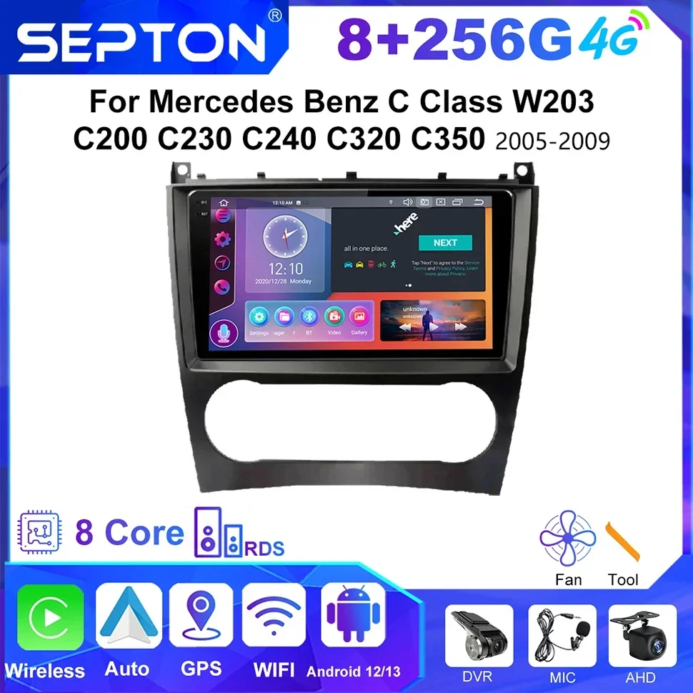 SEPTON Android 2Din Автомобильная стереосистема для Mercedes Benz C Class W203 C200 C230 C240 C320 C350 2005-2009