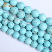 factory wholesale natural blue turquoises beads round loose spacer beads for jewelry making needlework diy bracelets