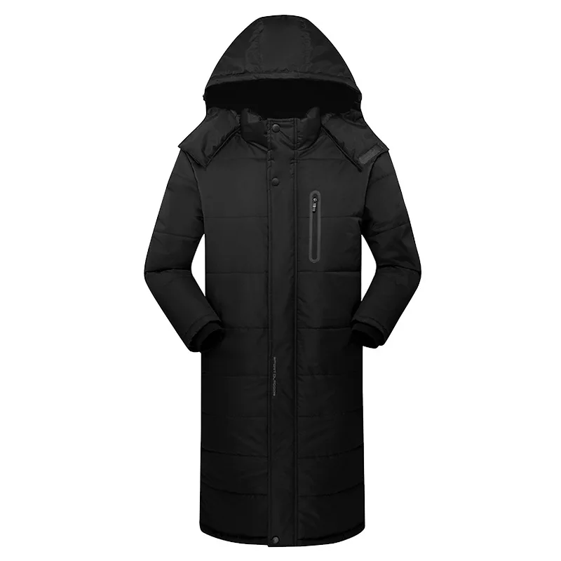 2022 Winter Men's Long Cotton Coat Thickened with Wool Over The Knee Cotton Coat Winterproof Warm Cotton Coat Men's Coat
