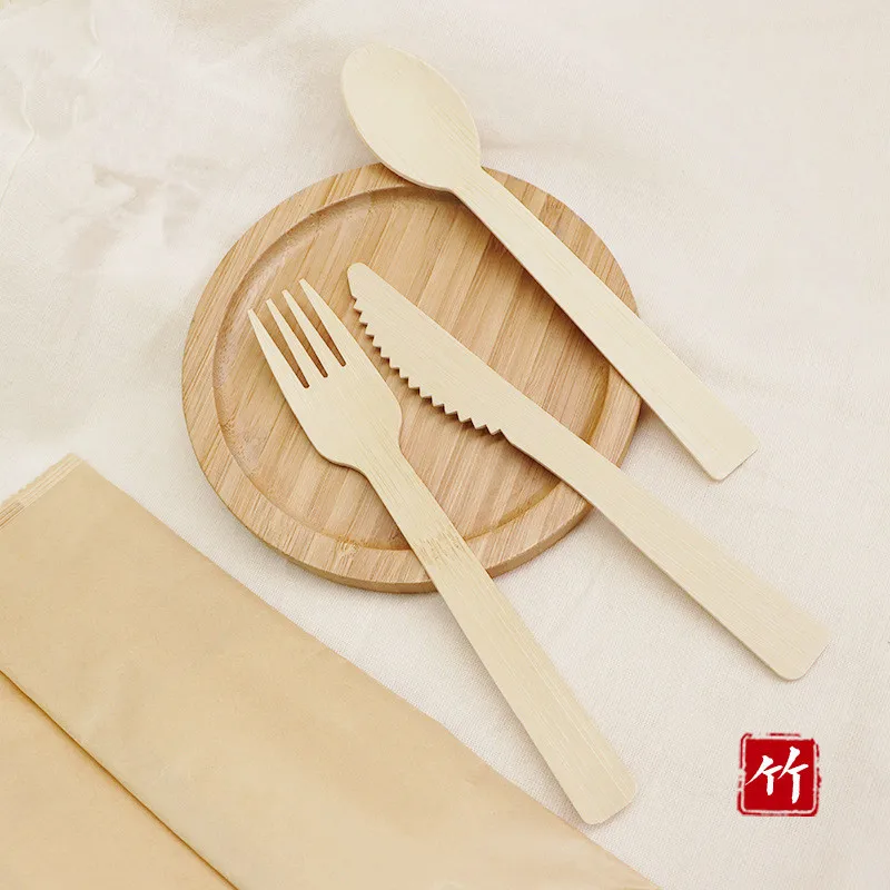 

Набор бамбуковых ножей и вилок, бамбуковый нож, вилка из бамбука, посуда из биоразлагаемой посуды, одноразовый бамбуковый нож, вилка, ложка, ...