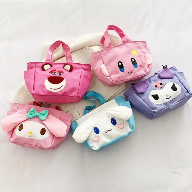 Kawaii Sanrios My Melody Kuromi Cinnamoroll Kirby мультяшный Большой Вместительный холщовый тоут сумка