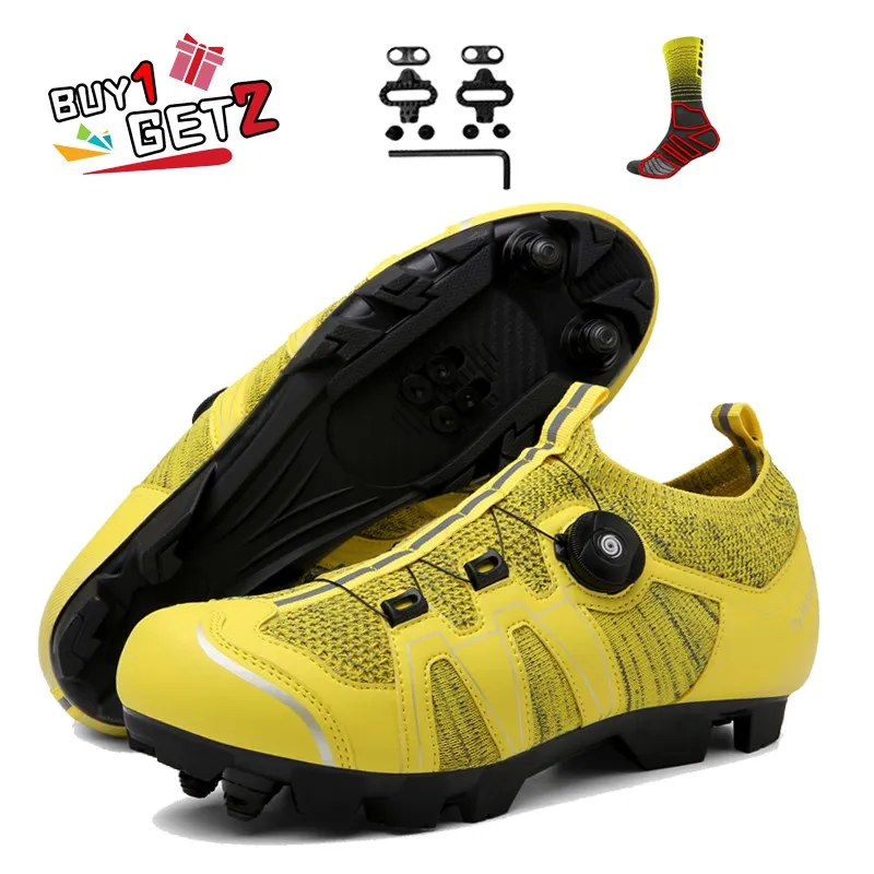 

Кроссовки для горных велосипедов, самоблокирующиеся, плоская подошва, скоростные, шоссейные, обувь желтого цвета, для женщин и мужчин
