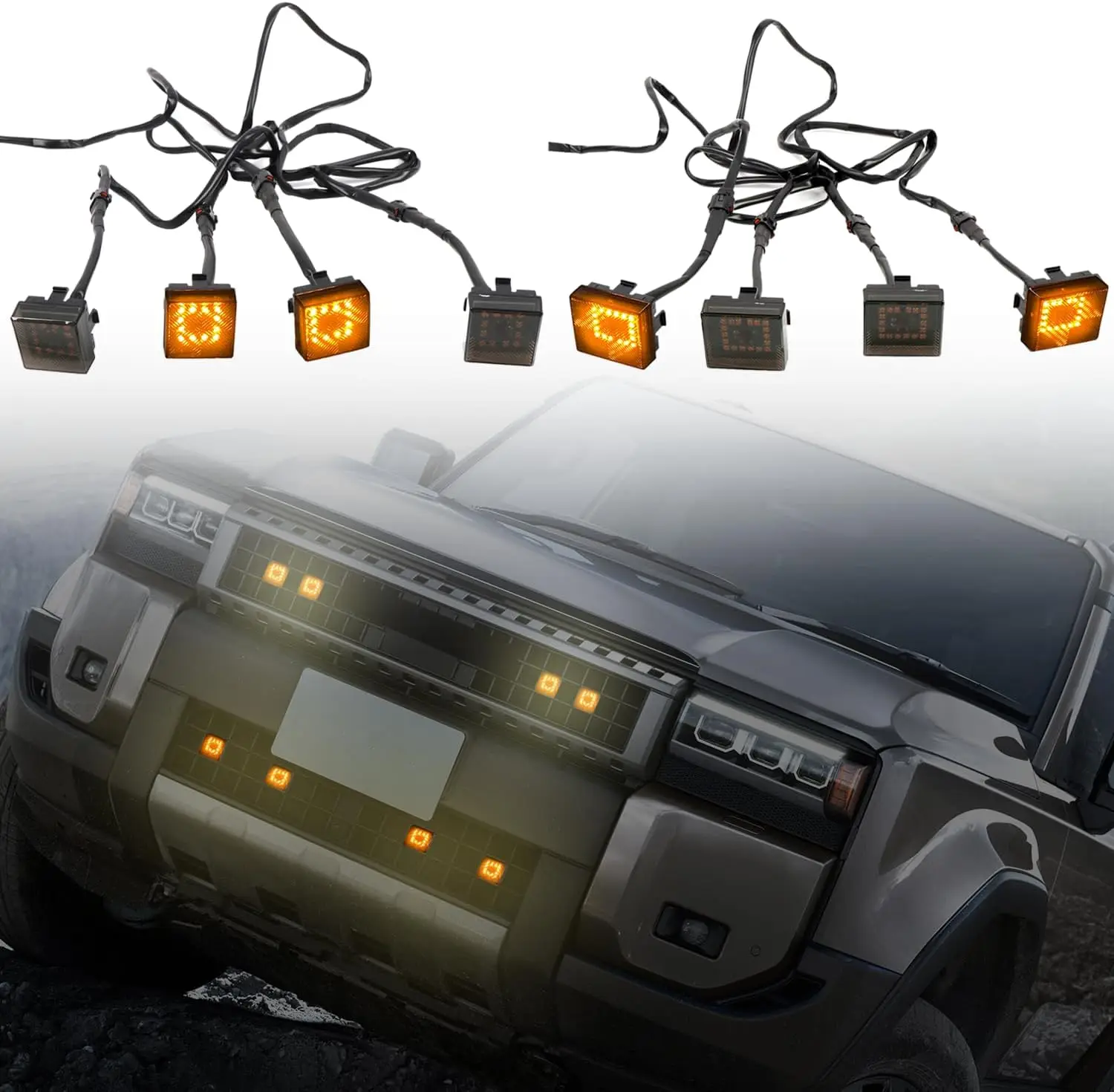 

Для Toyota Land Cruiser Prado 250 J250 LC250 2024 2025 Автомобильная передняя решетка светодиодного света дневные ходовые огни сигнальная лампа янтарного цвета