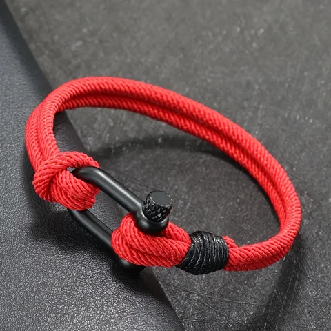 Мужской красный тканевый браслет Noter