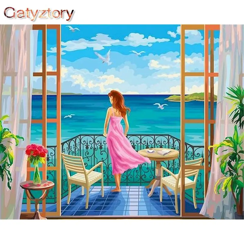 

GATYZTORY 40×50CM DIY Painting By Numbers Girl Picture Colouring Zero Basis HandPainted Oil Painting Unique Gift Home Decor