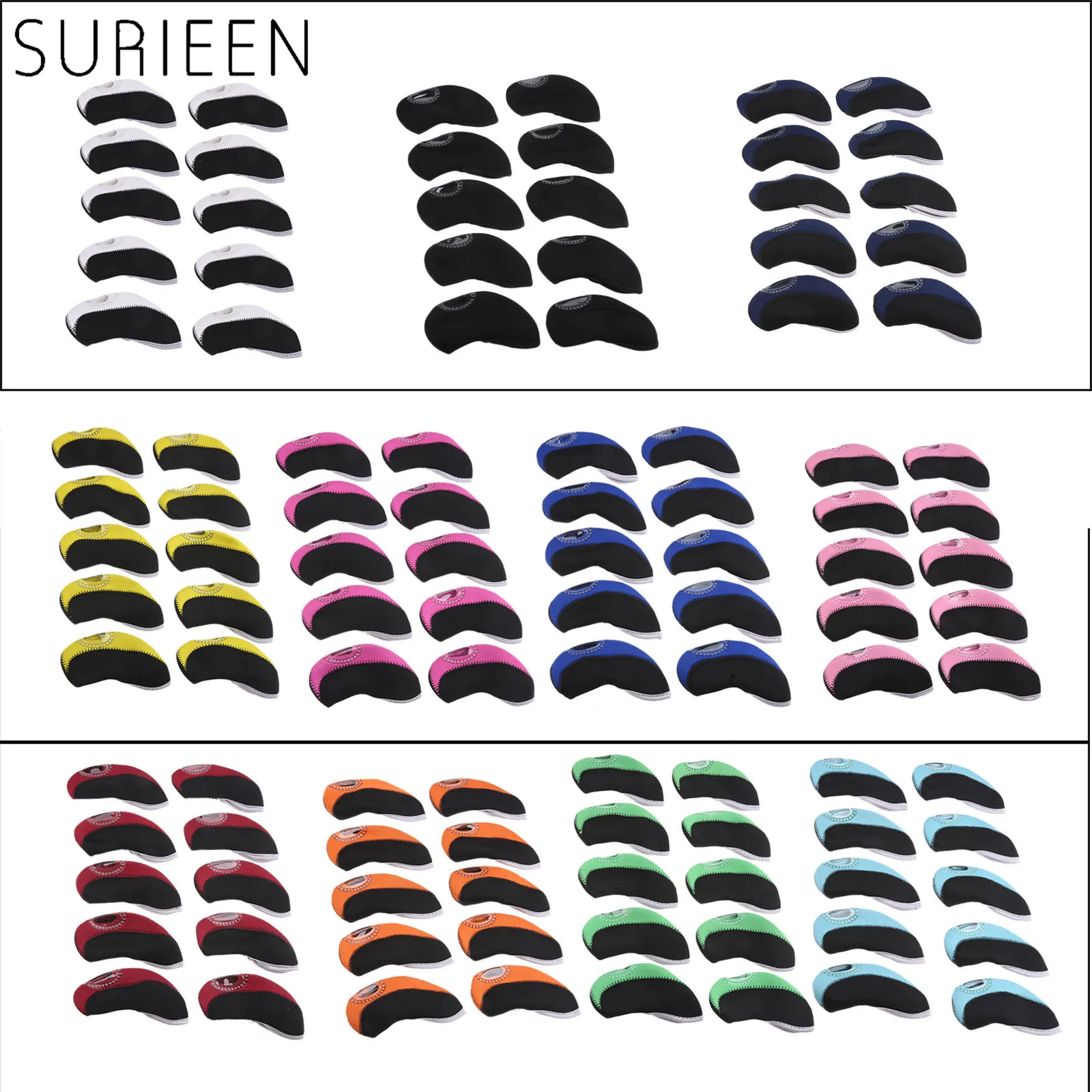 10Pcs Neopren Golf Irons Kopf Abdeckung Set mit Transparent Anzeigen Windows, doppel Farbe Keil Socke Golf Clubs Eisen Schutzhülle